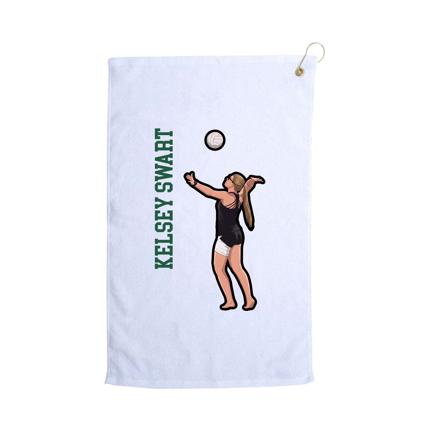 Golf Towel — Name Vertical in White