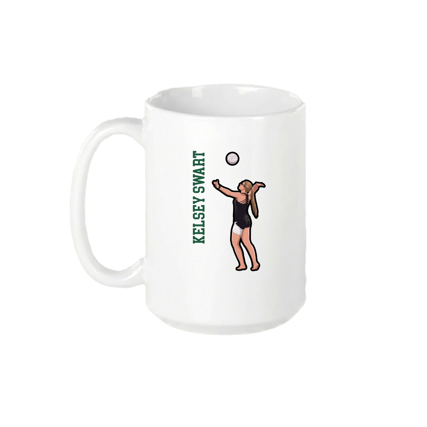 15oz Coffee Mug — Name Vertical in White
