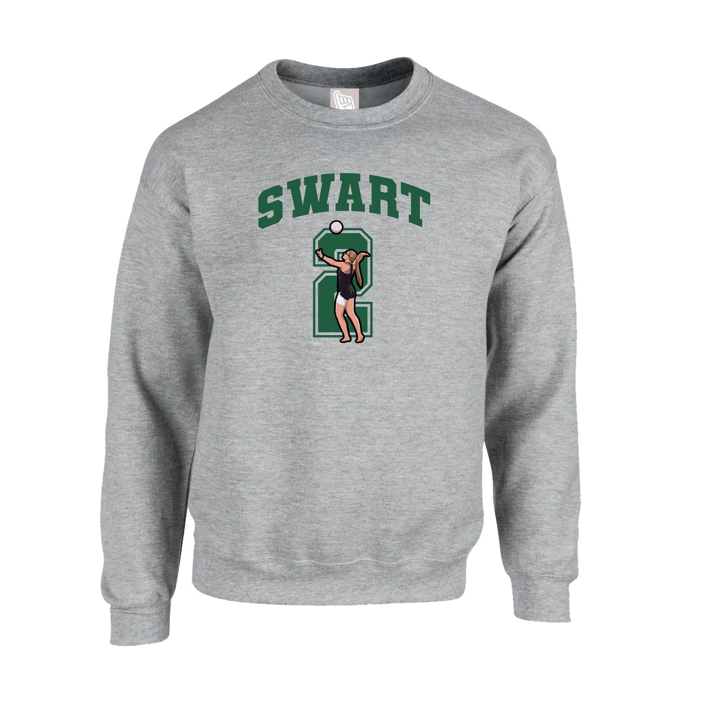 Fleece Crew — Number in Grey