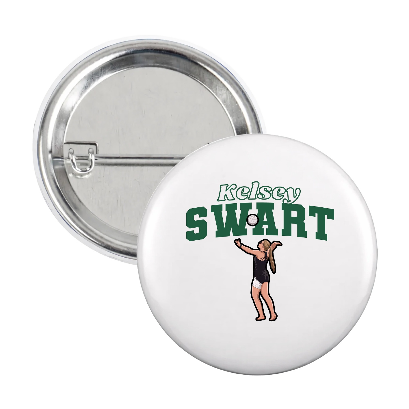 Game Day Button — Name Arch in White