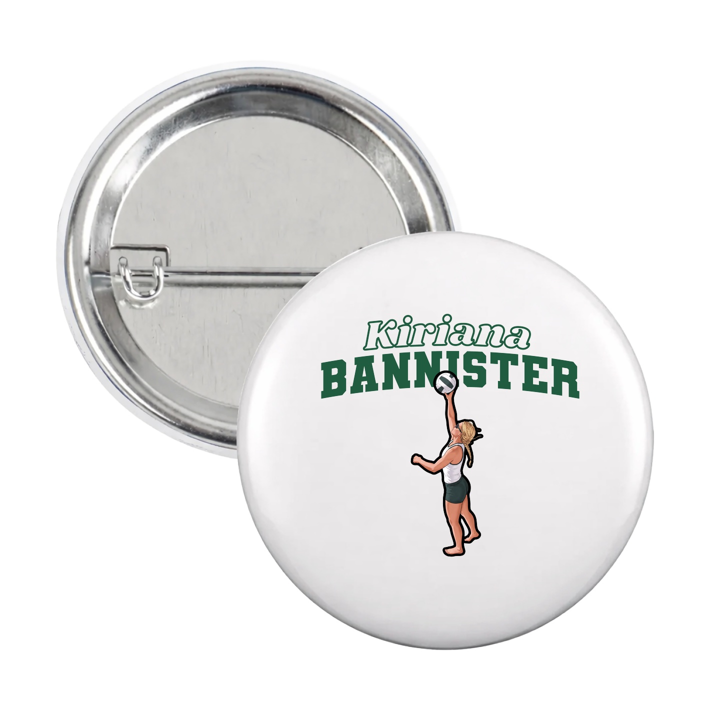 Game Day Button — Name Arch in White