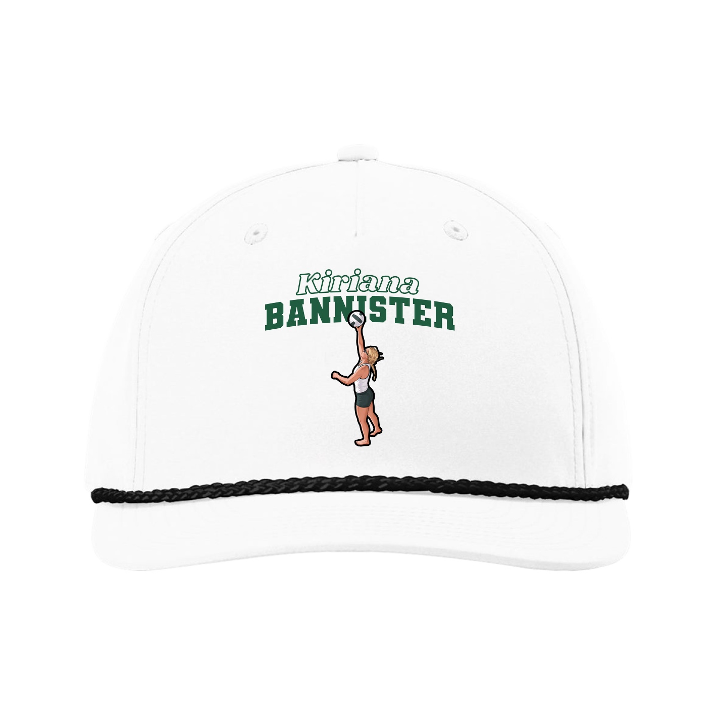 Five-Panel Classic Rope Cap — Name Arch in White
