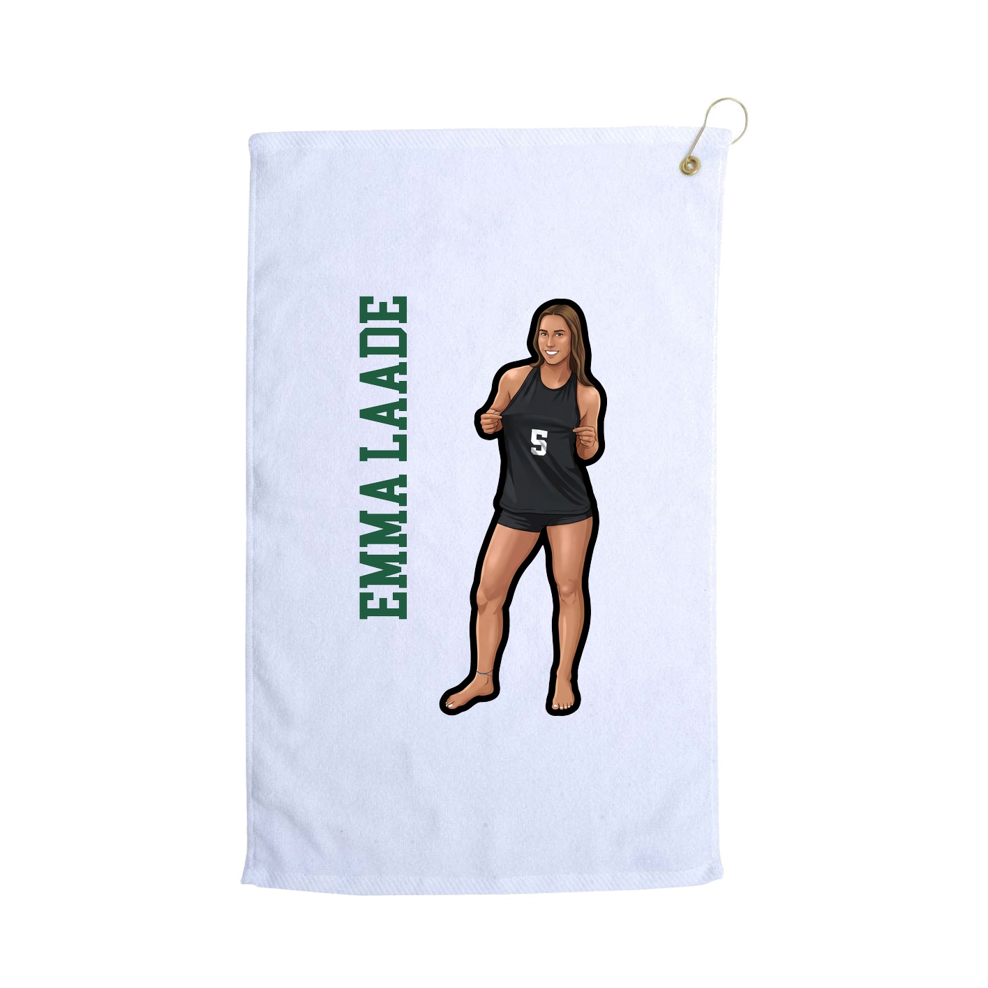 Golf Towel — Name Vertical in White
