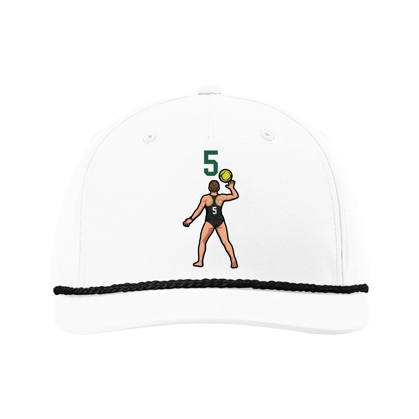 Five-Panel Classic Rope Cap — Number Top in White