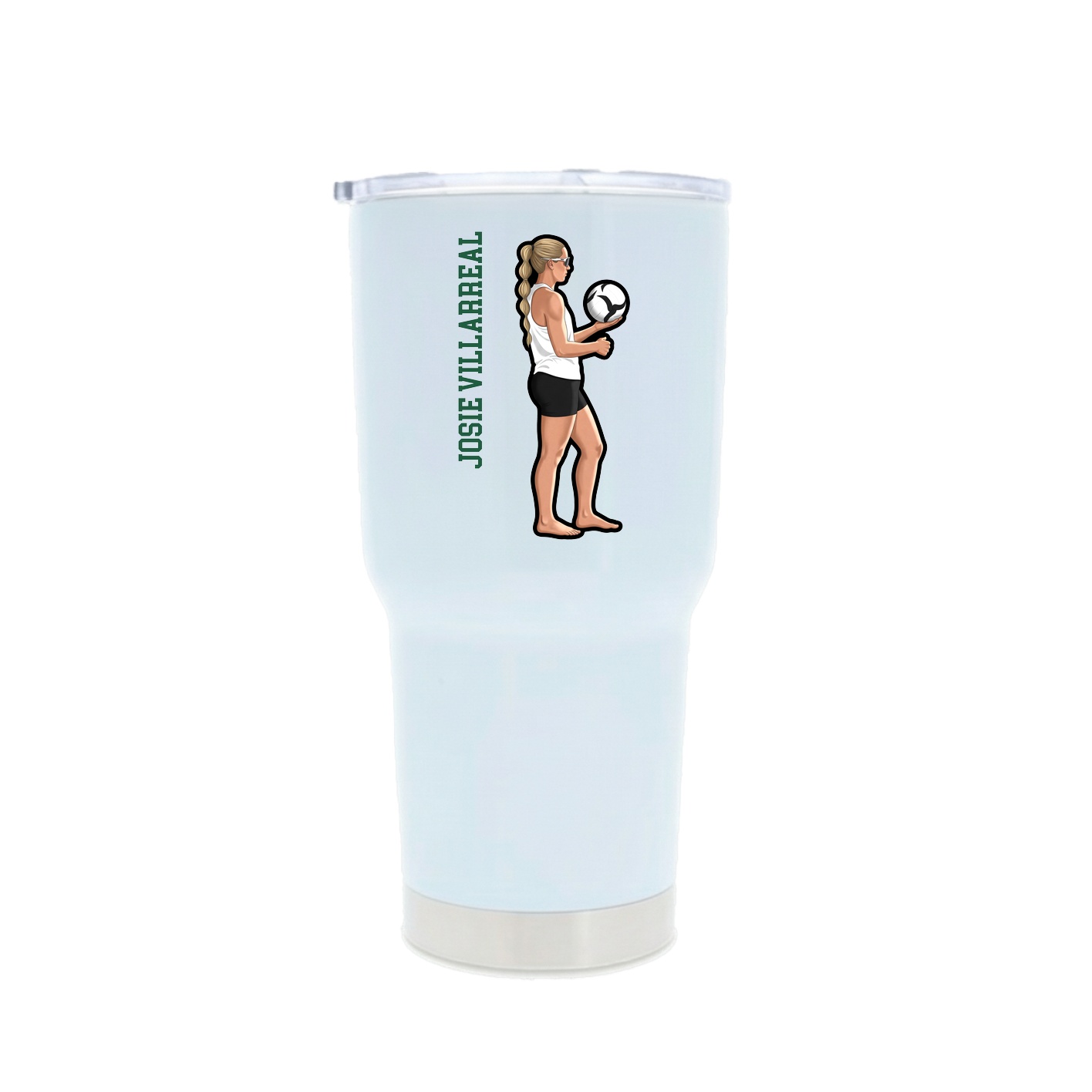 30oz Stainless Steel Tumbler — Name Vertical in White