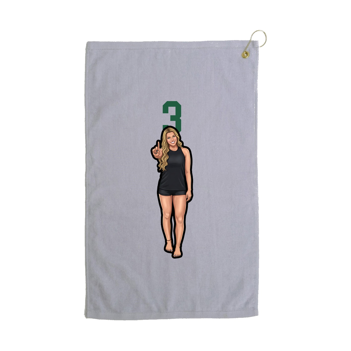 Golf Towel — Number Top in Grey