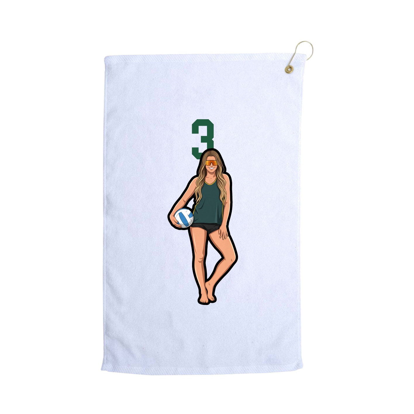 Golf Towel — Number Top in White