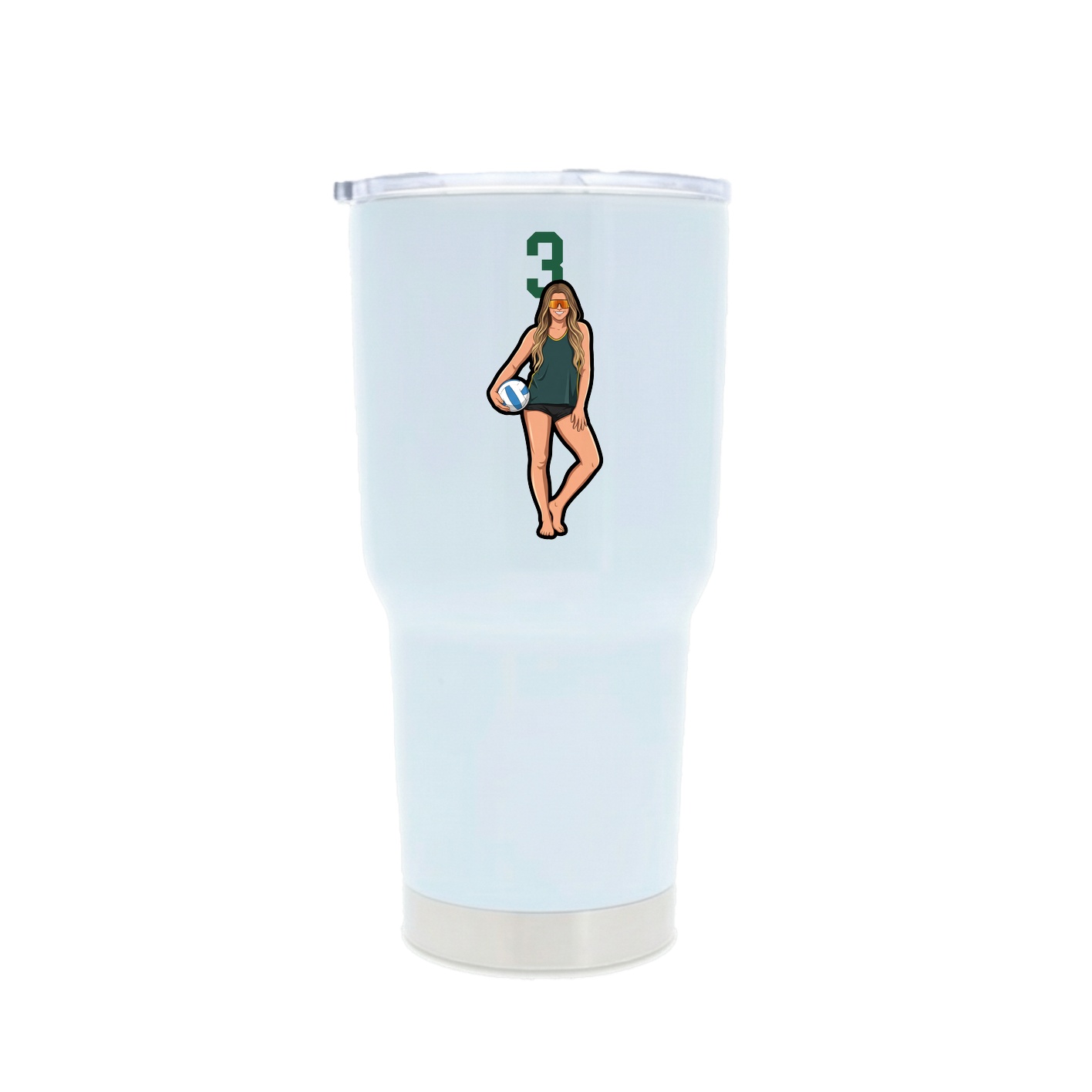 30oz Stainless Steel Tumbler — Number Top in White