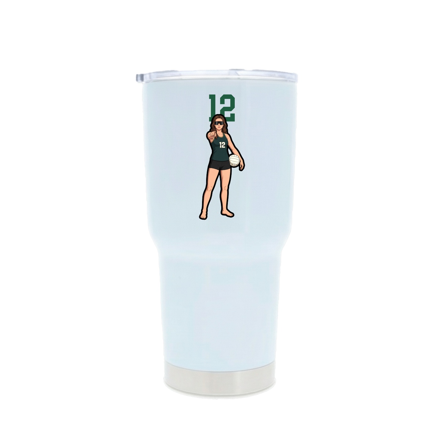 30oz Stainless Steel Tumbler — Number Top in White