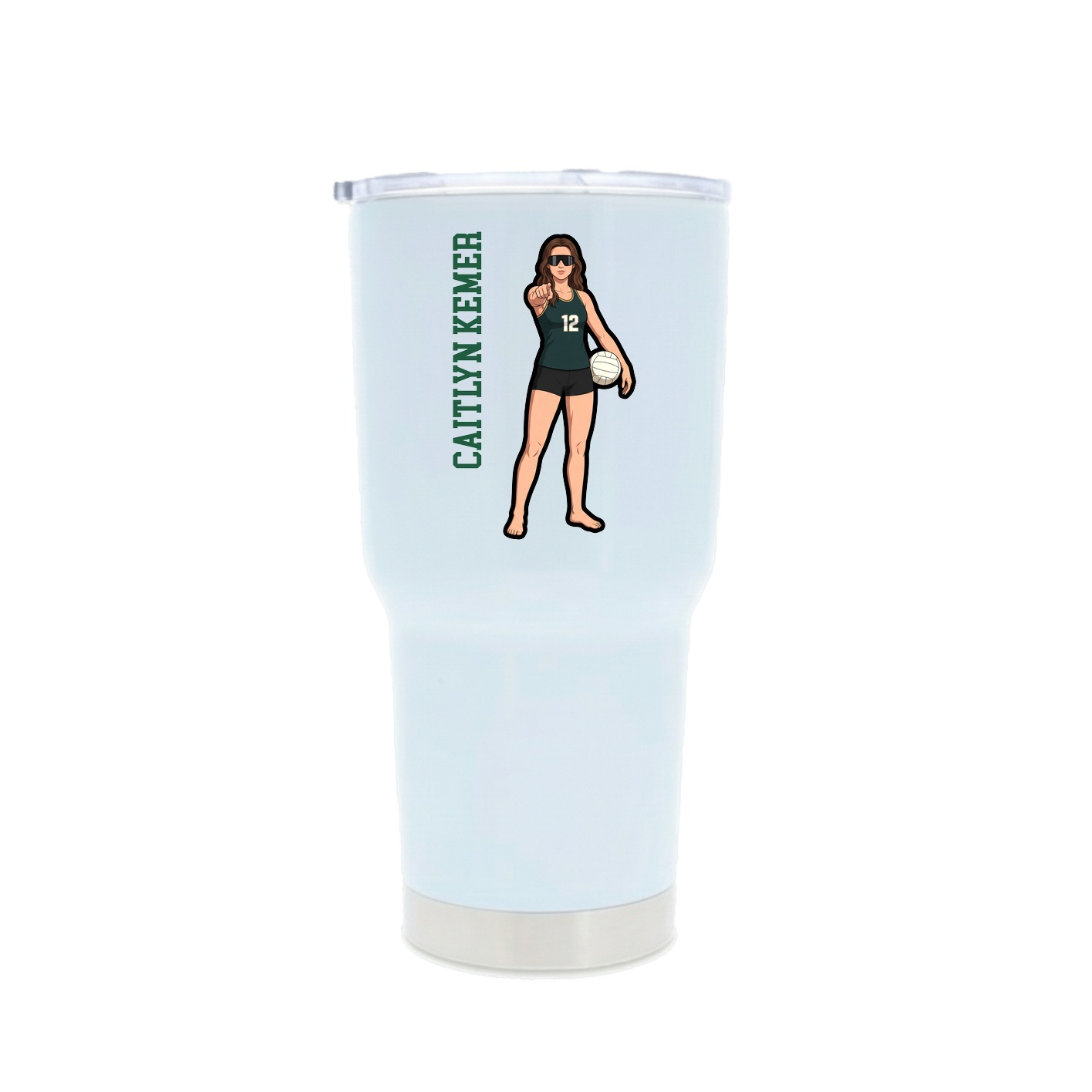 30oz Stainless Steel Tumbler — Name Vertical in White