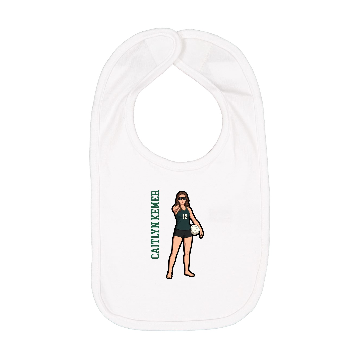 Infant Bib — Name Vertical in White