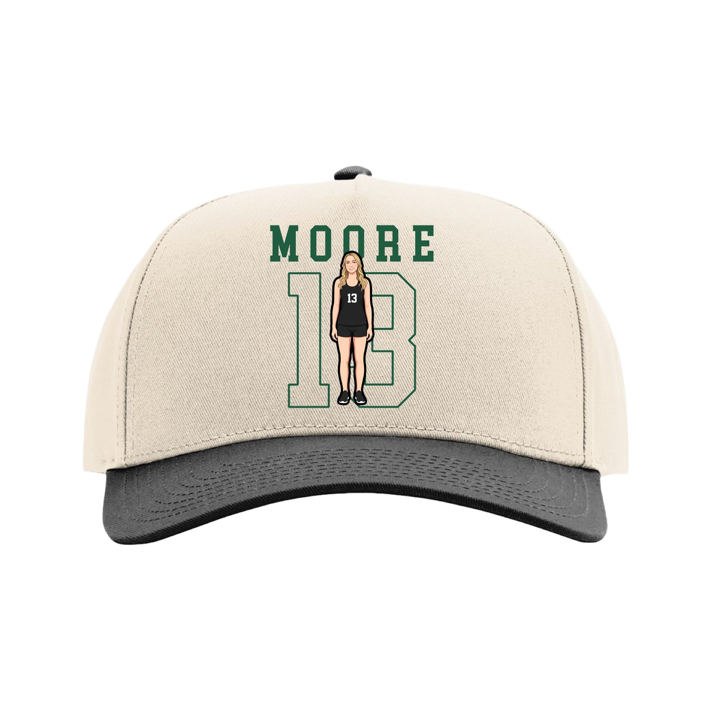 Full Fabric Five-Panel Champ Cap — Shirsey in Cream/Black