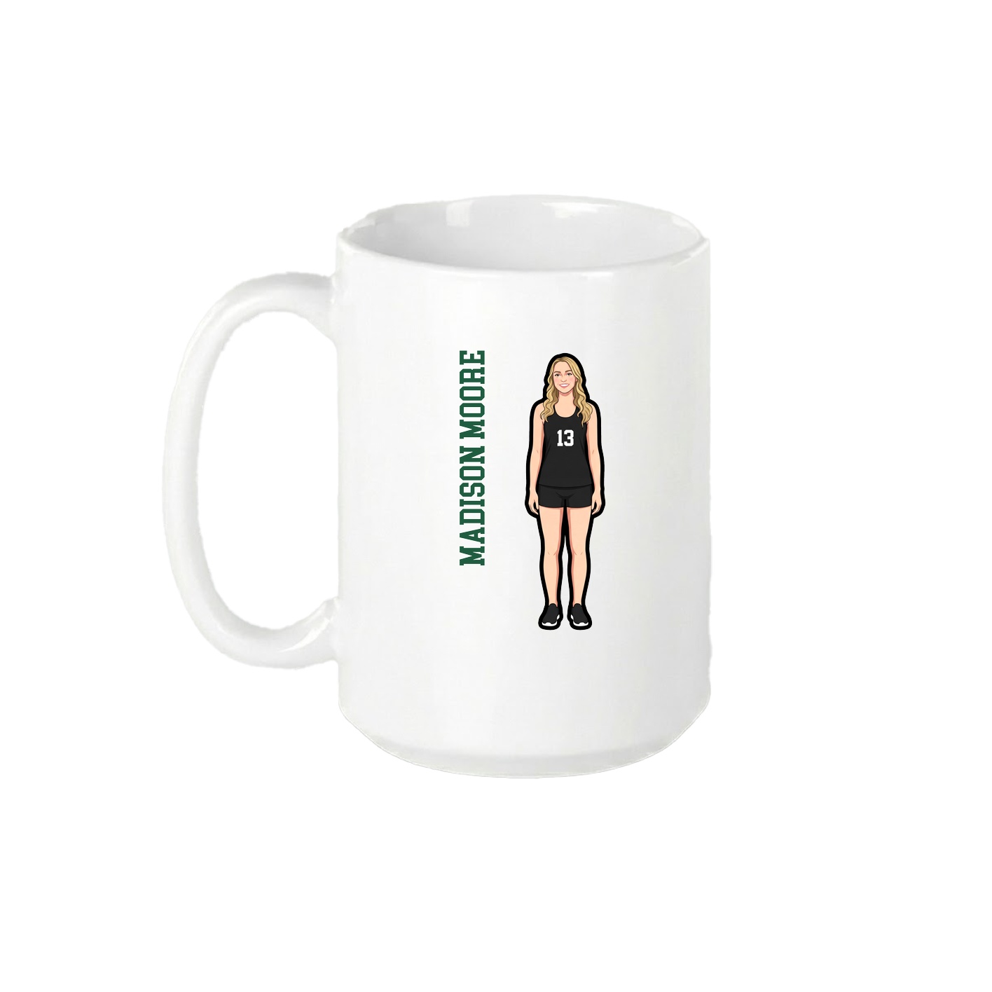 15oz Coffee Mug — Name Vertical in White