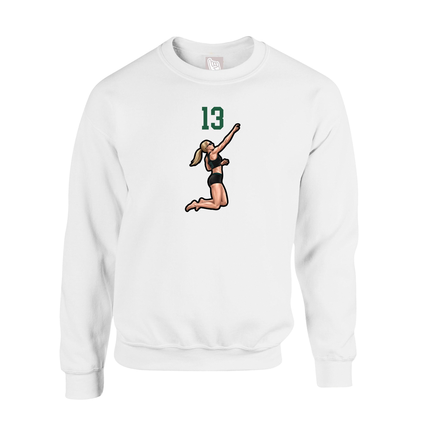 Fleece Crew — Number Top in White