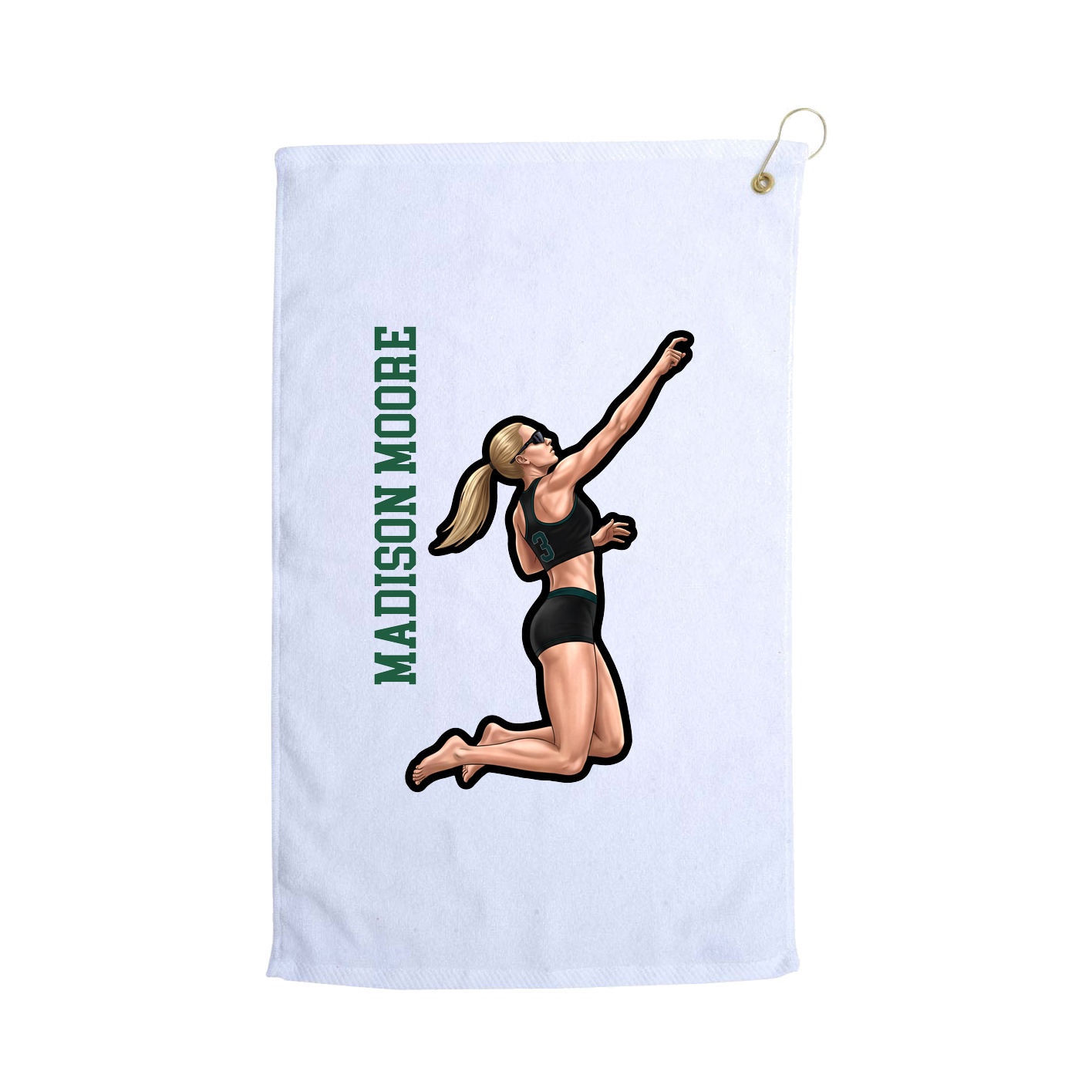 Golf Towel — Name Vertical in White