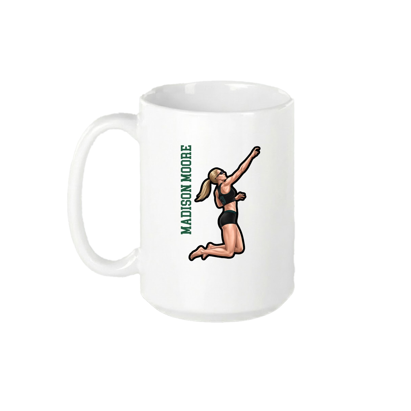 15oz Coffee Mug — Name Vertical in White