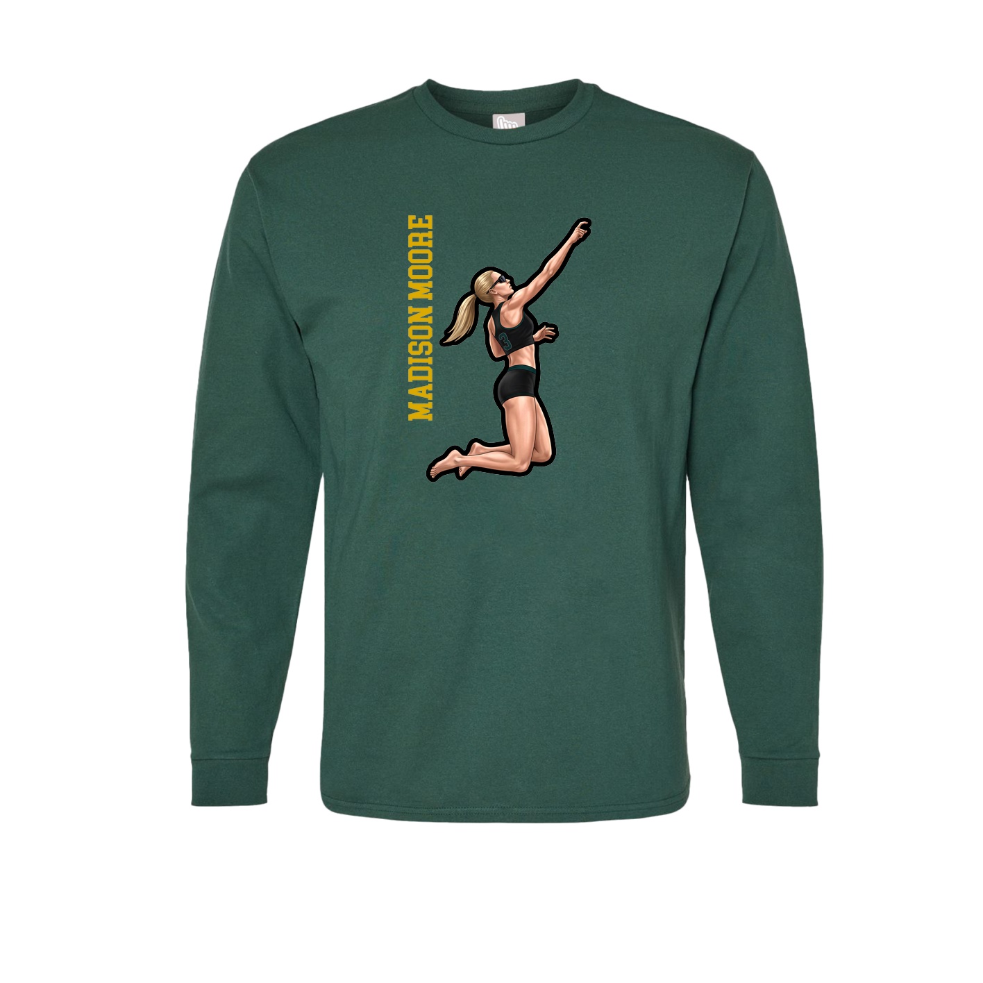 Long Sleeve Tee — Name Vertical in Green