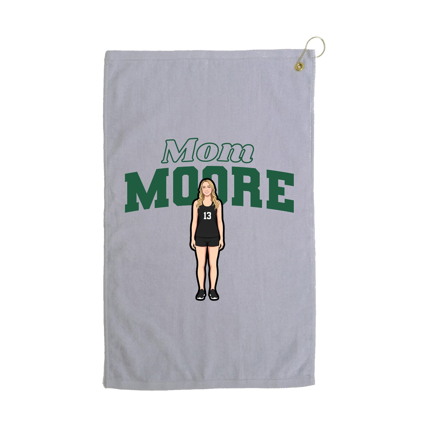 Golf Towel — Mothers Day Block in Grey
