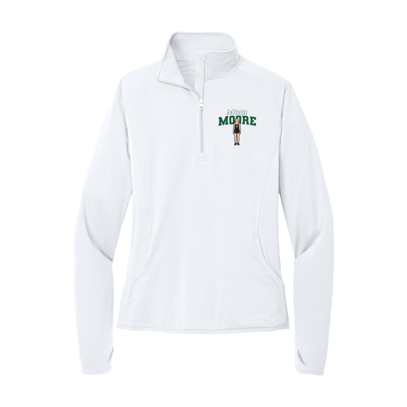 Women's Q-Zip Pullover — Mothers Day Block in White