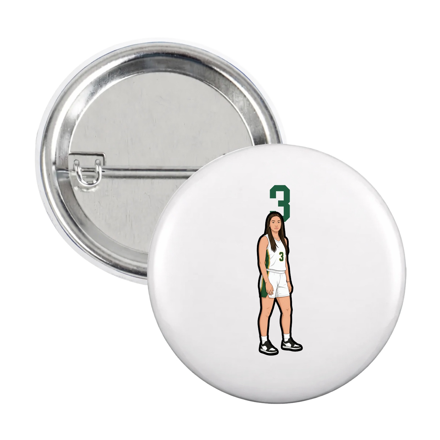 Game Day Button — Number Top in White