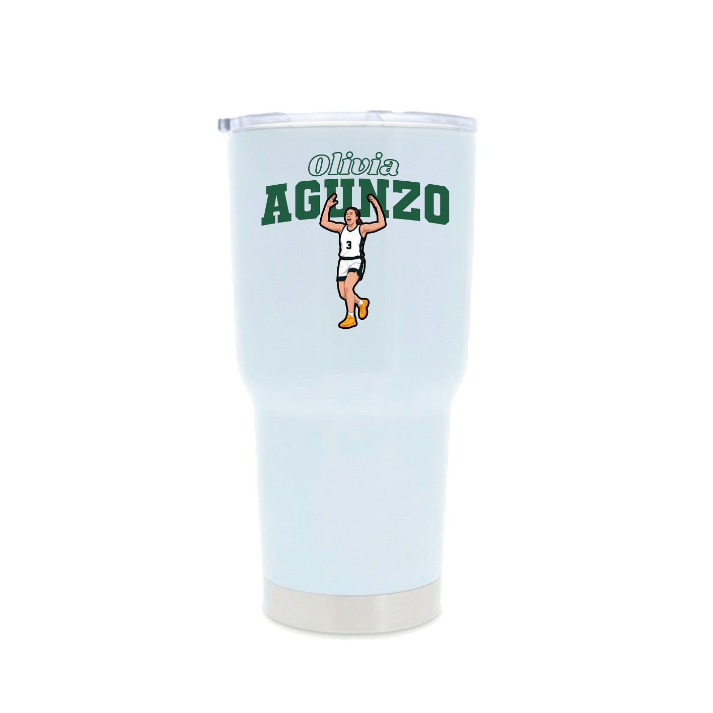 30oz Stainless Steel Tumbler — Name Arch in White