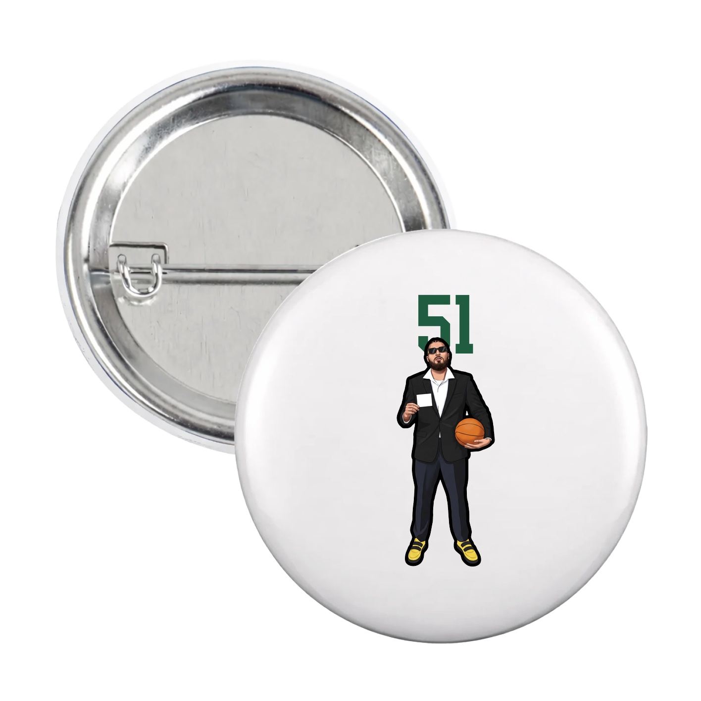 Game Day Button — Number Top in White