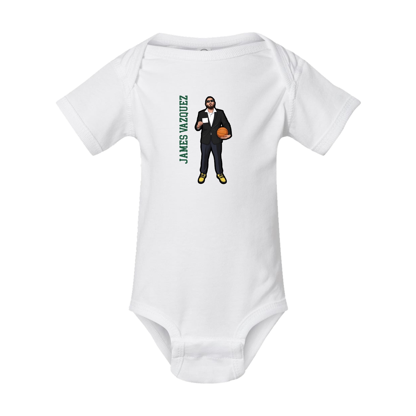 Baby Onesie — Name Vertical in White