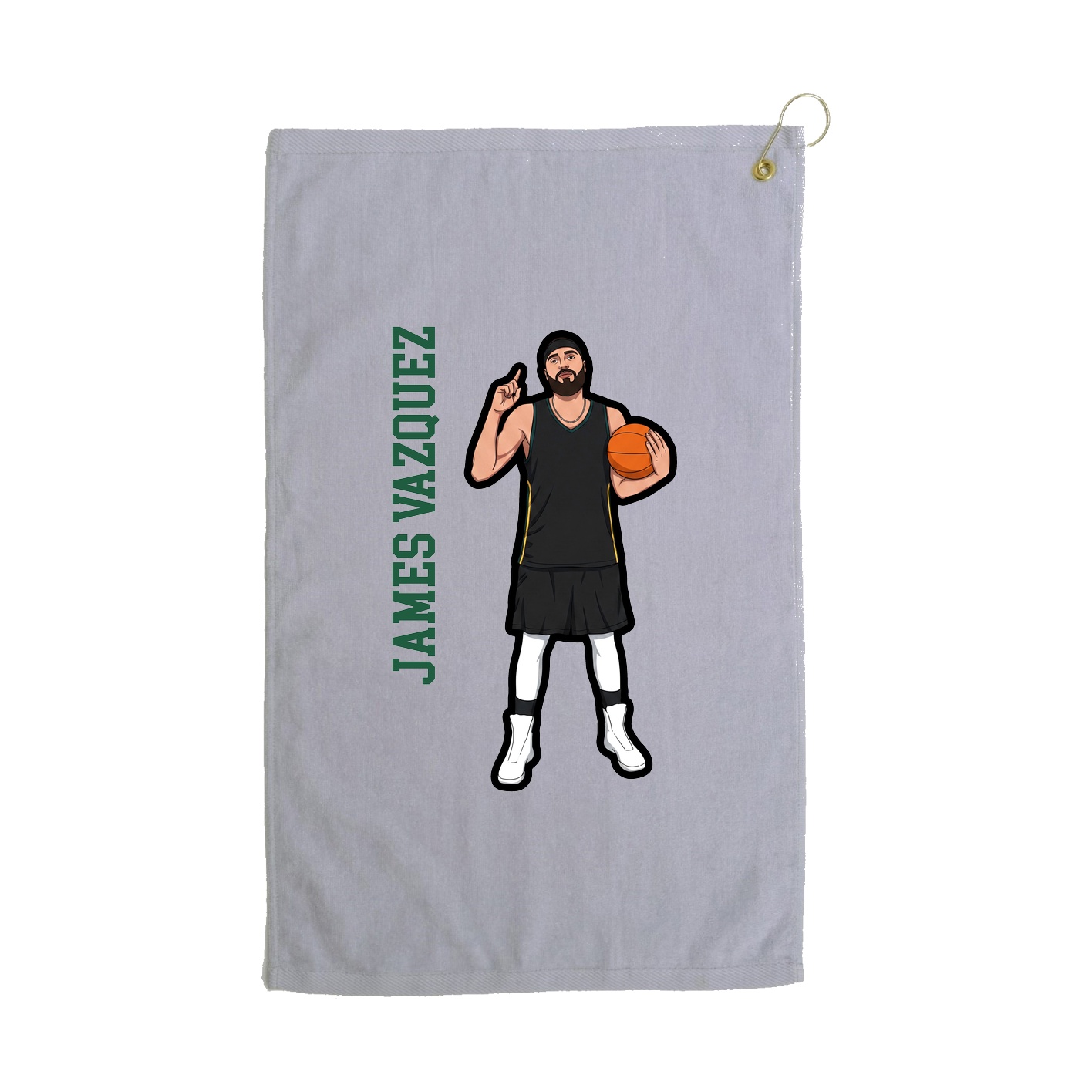 Golf Towel — Name Vertical in Grey