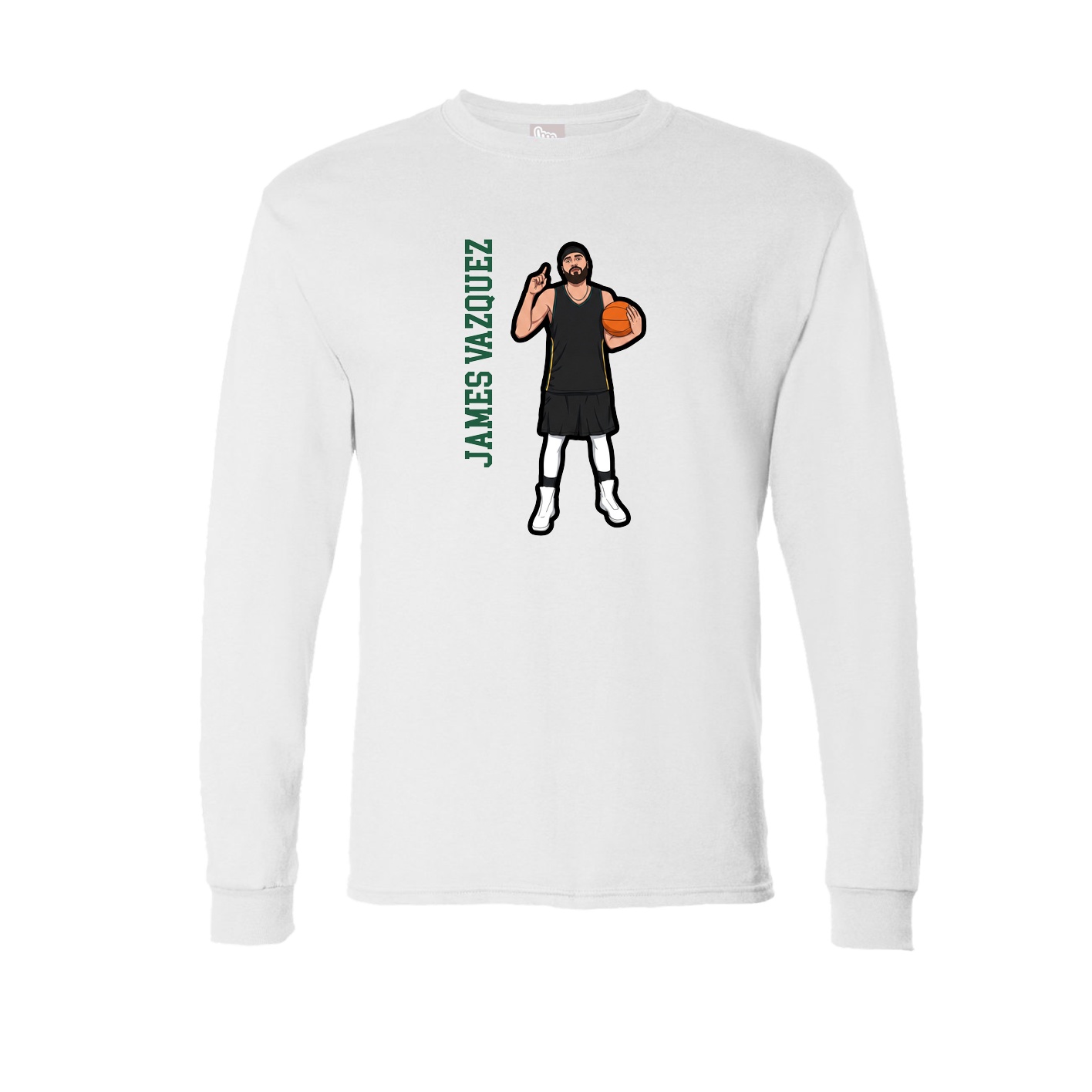 Long Sleeve Tee — Name Vertical in White
