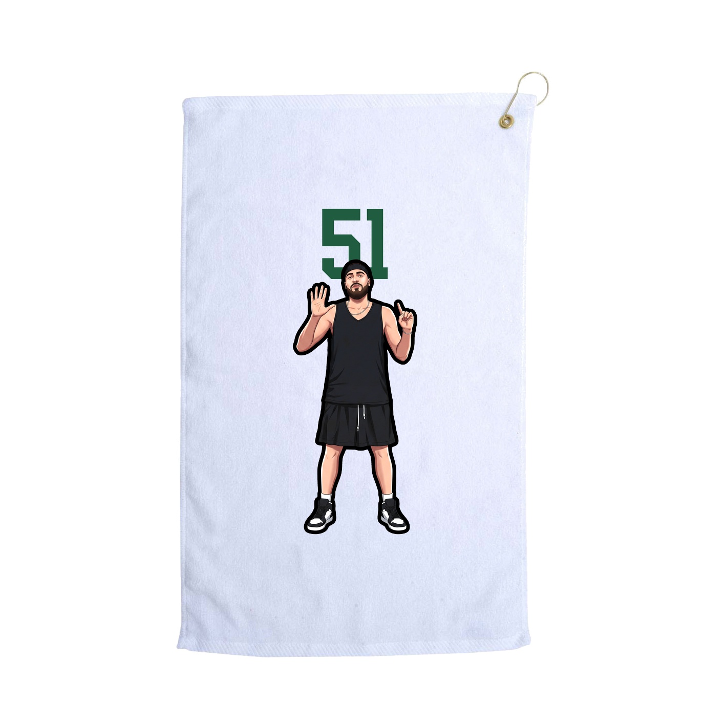 Golf Towel — Number Top in White