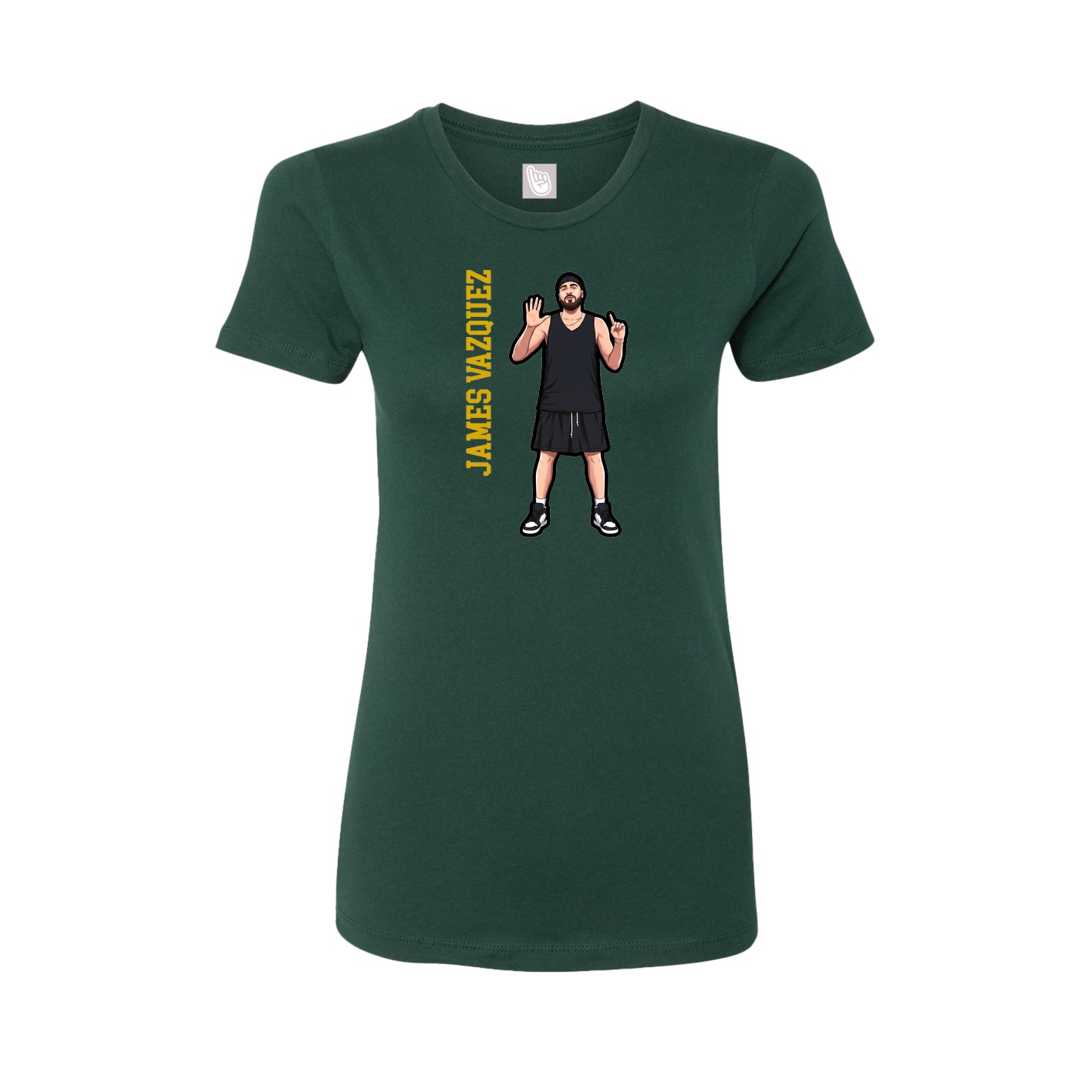 Fitted Women's Tee — Name Vertical in Green