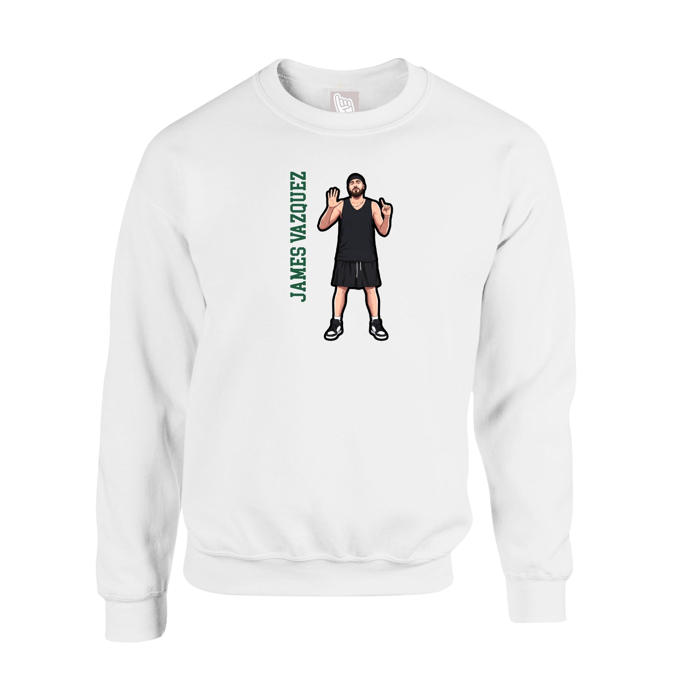 Fleece Crew — Name Vertical in White