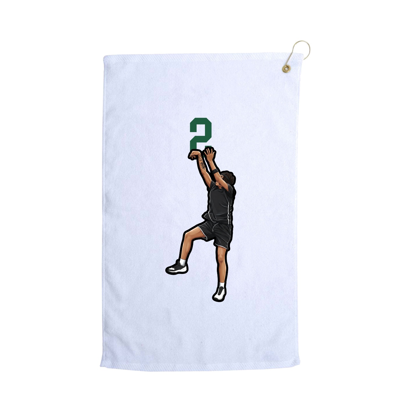 Golf Towel — Number Top in White