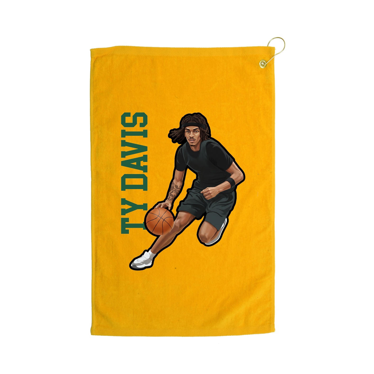 Golf Towel — Name Vertical in Gold