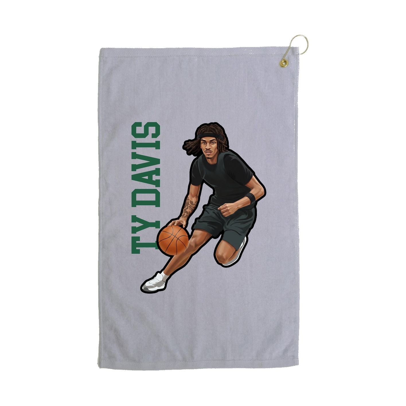 Golf Towel — Name Vertical in Grey