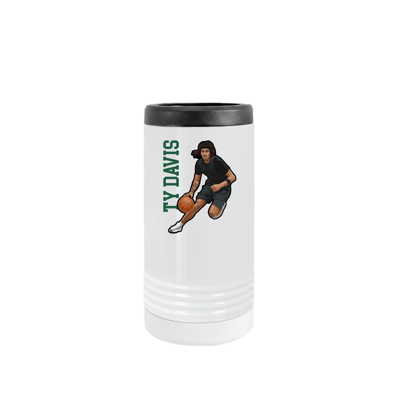 Slim Beverage Holder — Name Vertical in White