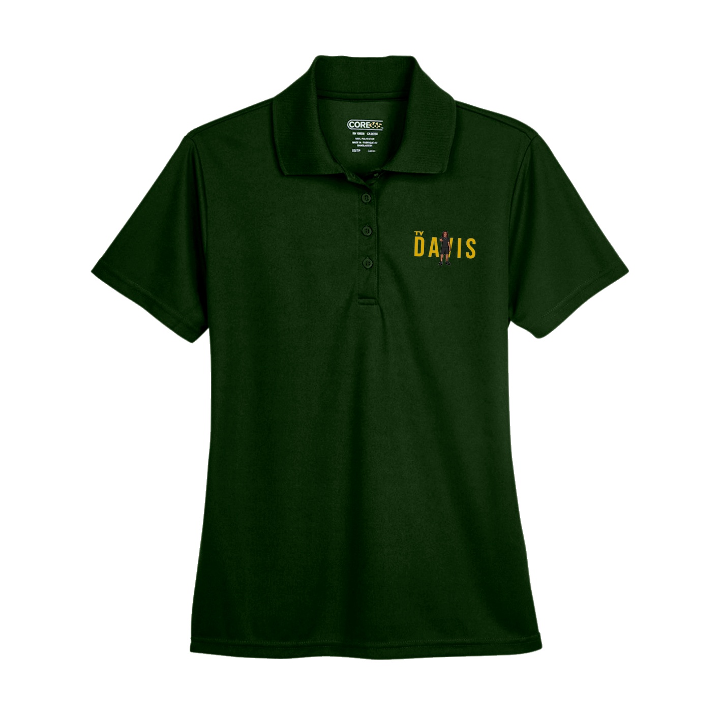 Womens Performance Polo — Player Name in Green