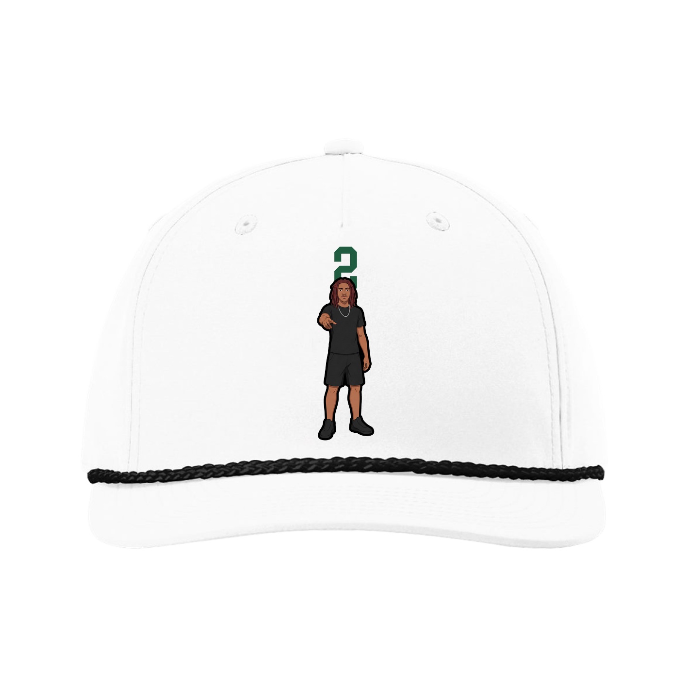 Five-Panel Classic Rope Cap — Number Top in White