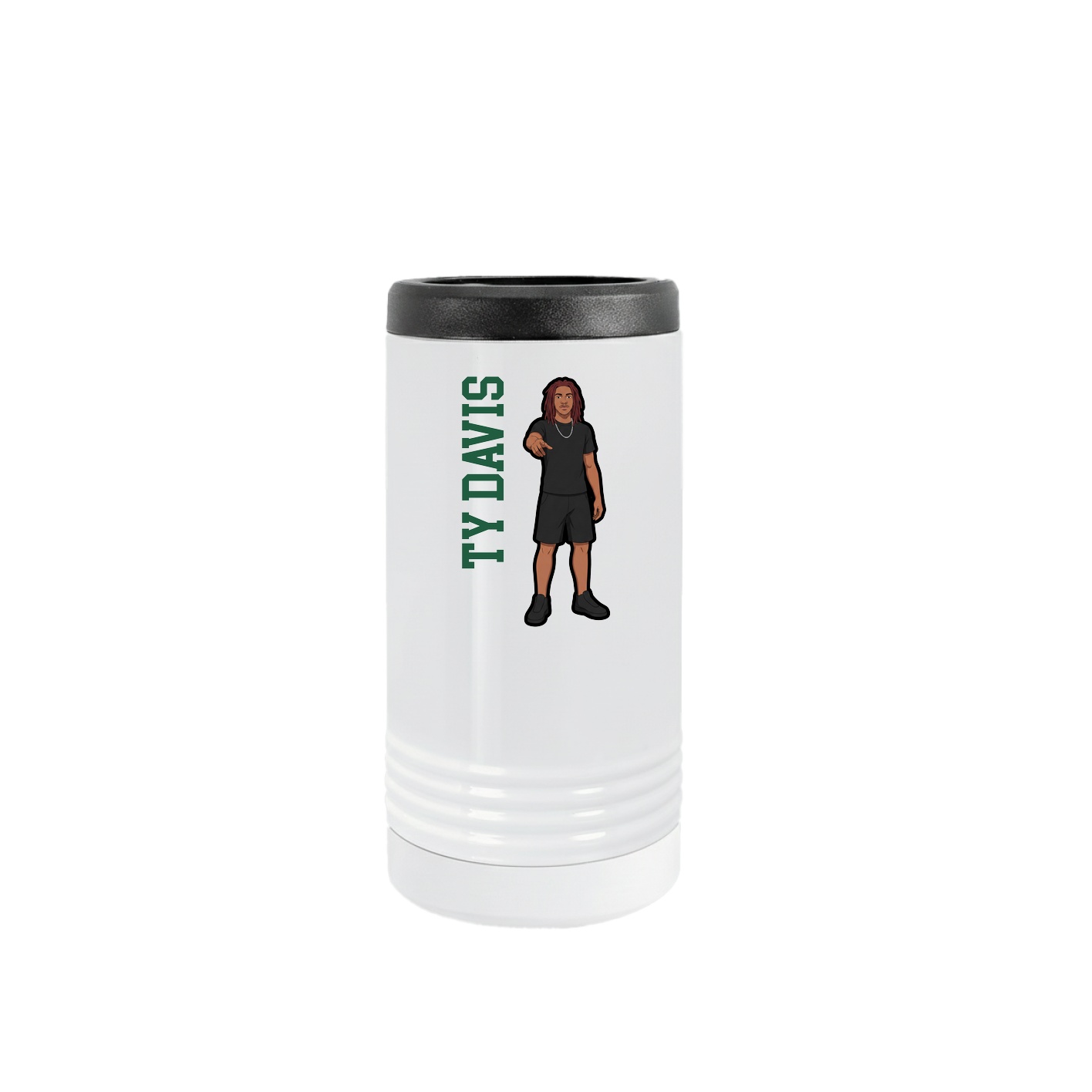 Slim Beverage Holder — Name Vertical in White