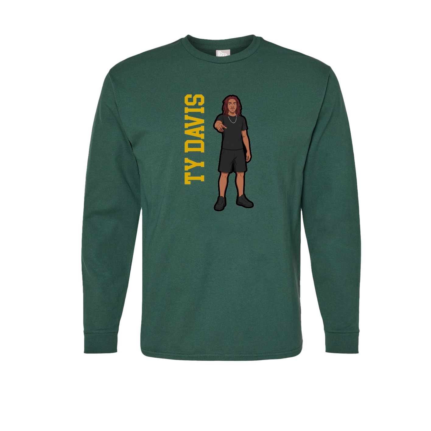 Long Sleeve Tee — Name Vertical in Green