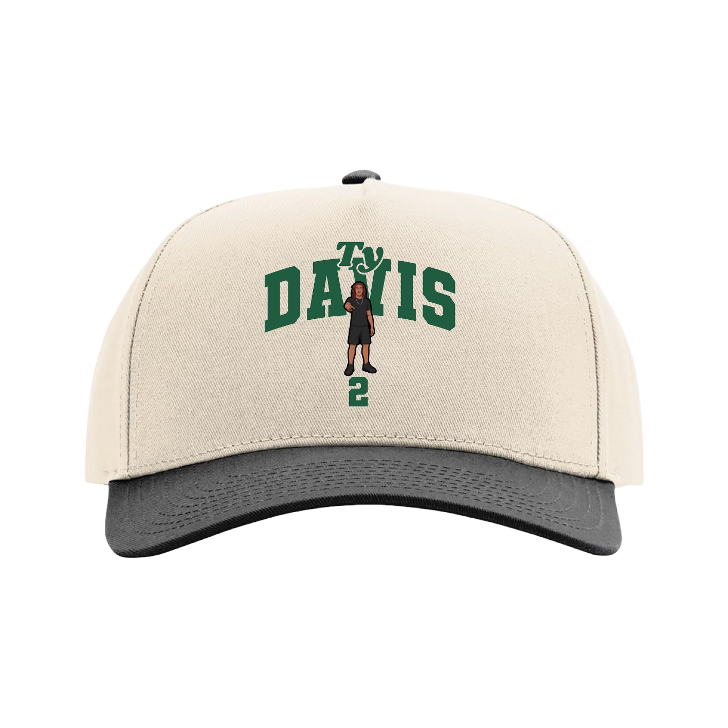 Full Fabric Five-Panel Champ Cap — Signature Arch in Cream/Black