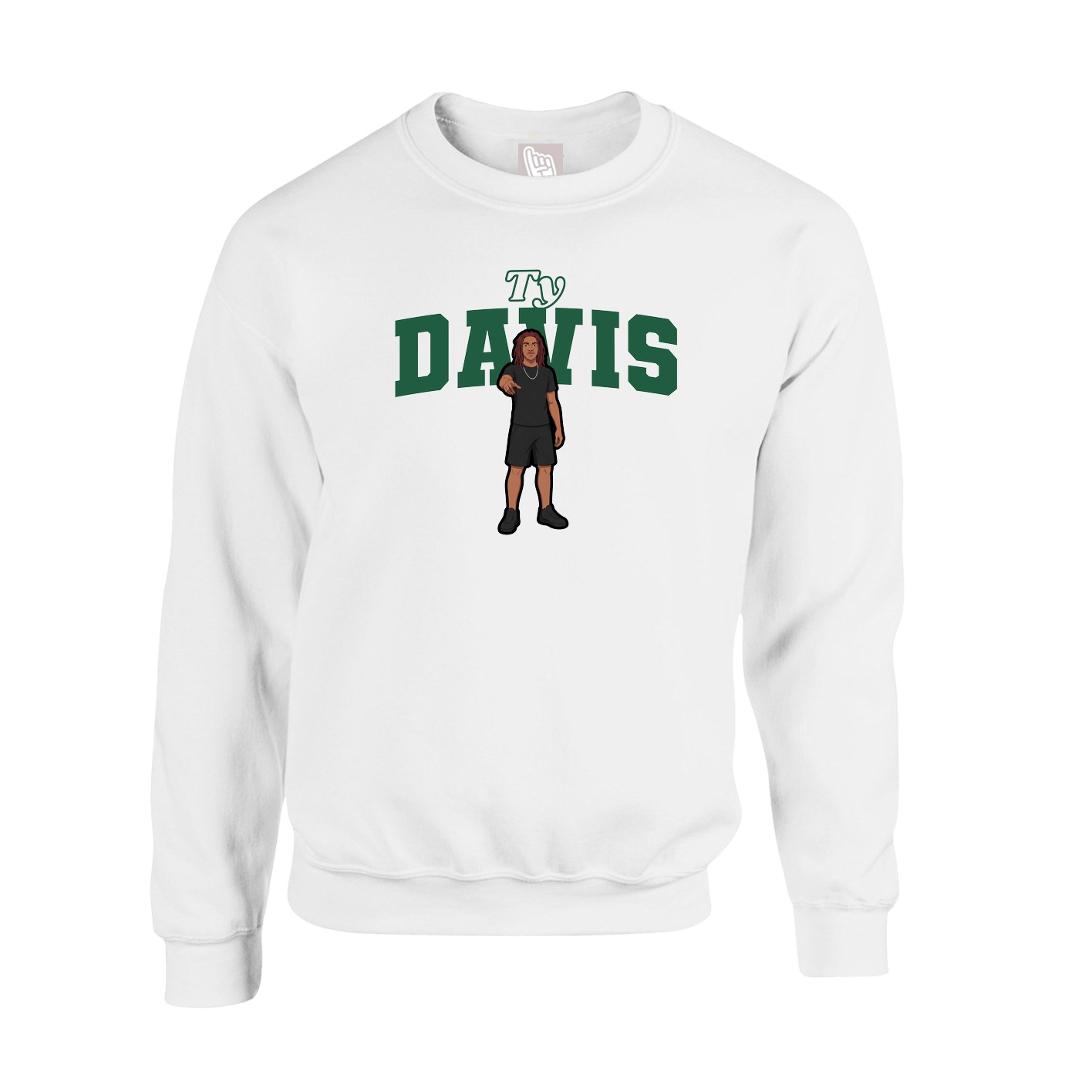 Fleece Crew — Name Arch in White