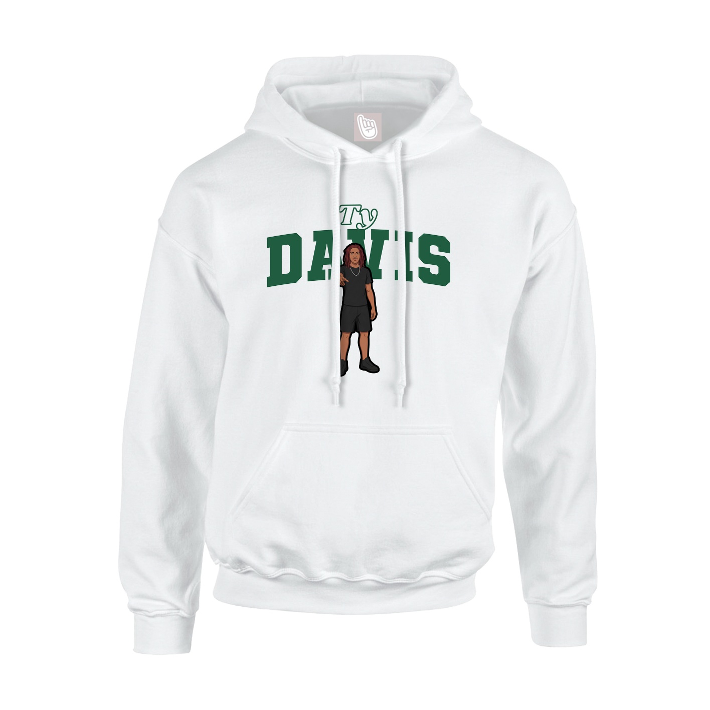Youth Hoodie — Name Arch in White