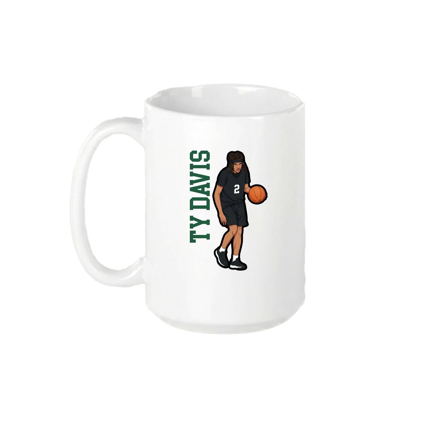 15oz Coffee Mug — Name Vertical in White
