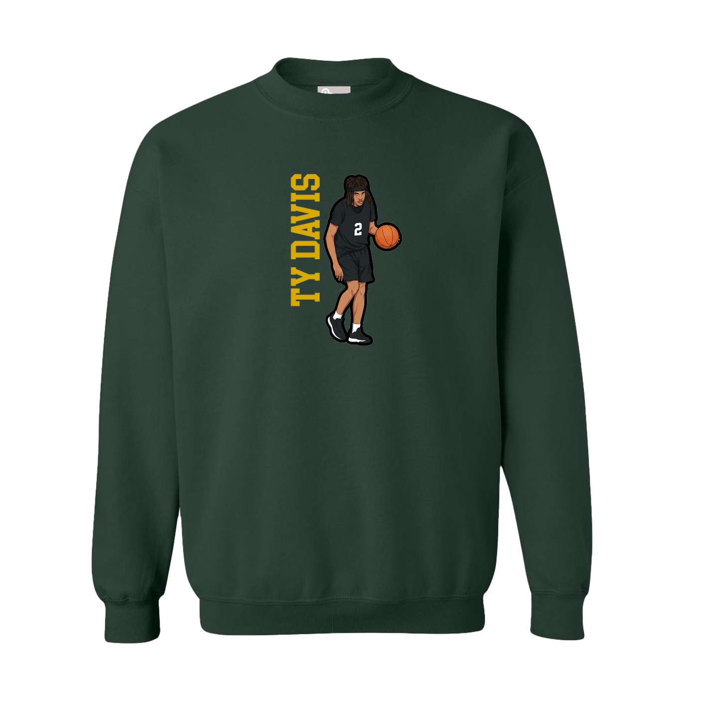 Fleece Crew — Name Vertical in Green