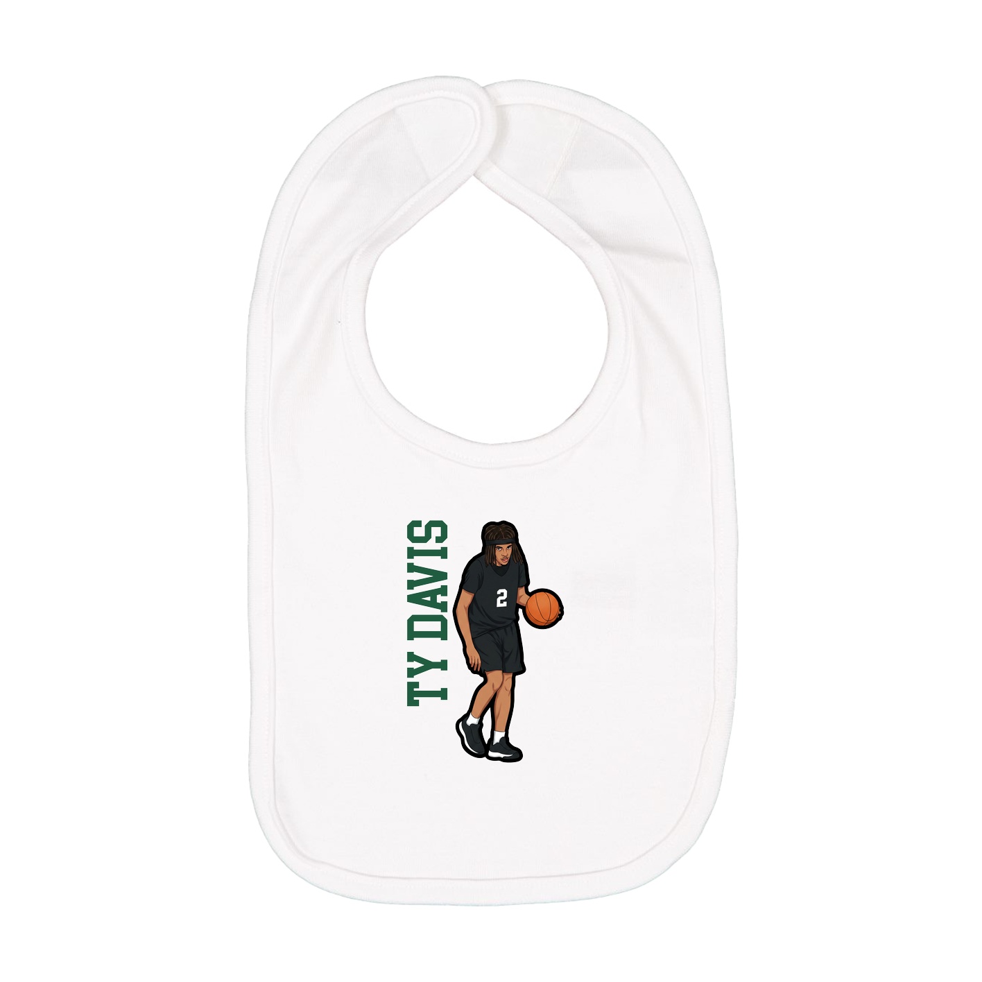 Infant Bib — Name Vertical in White