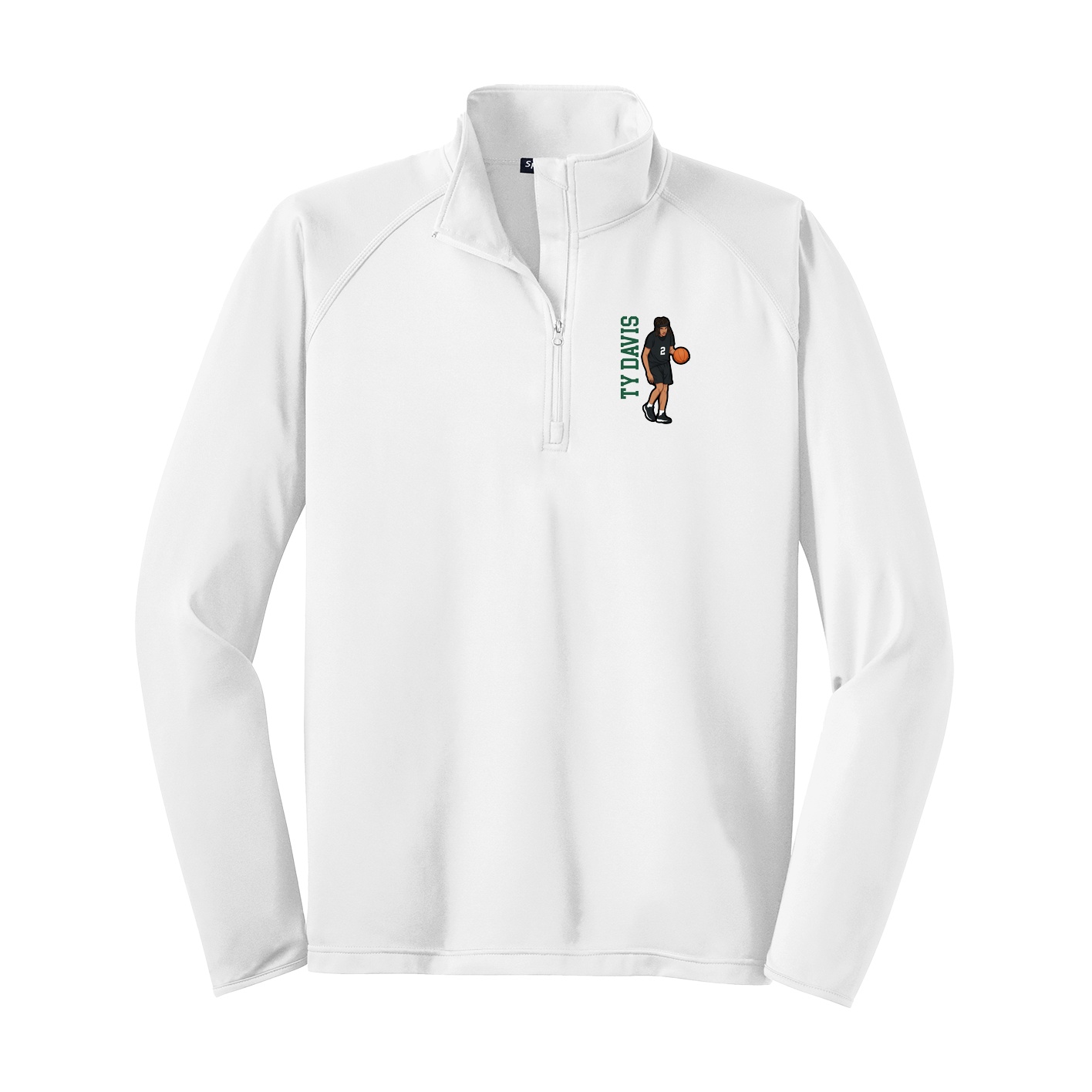 Q-Zip Pullover — Name Vertical in White