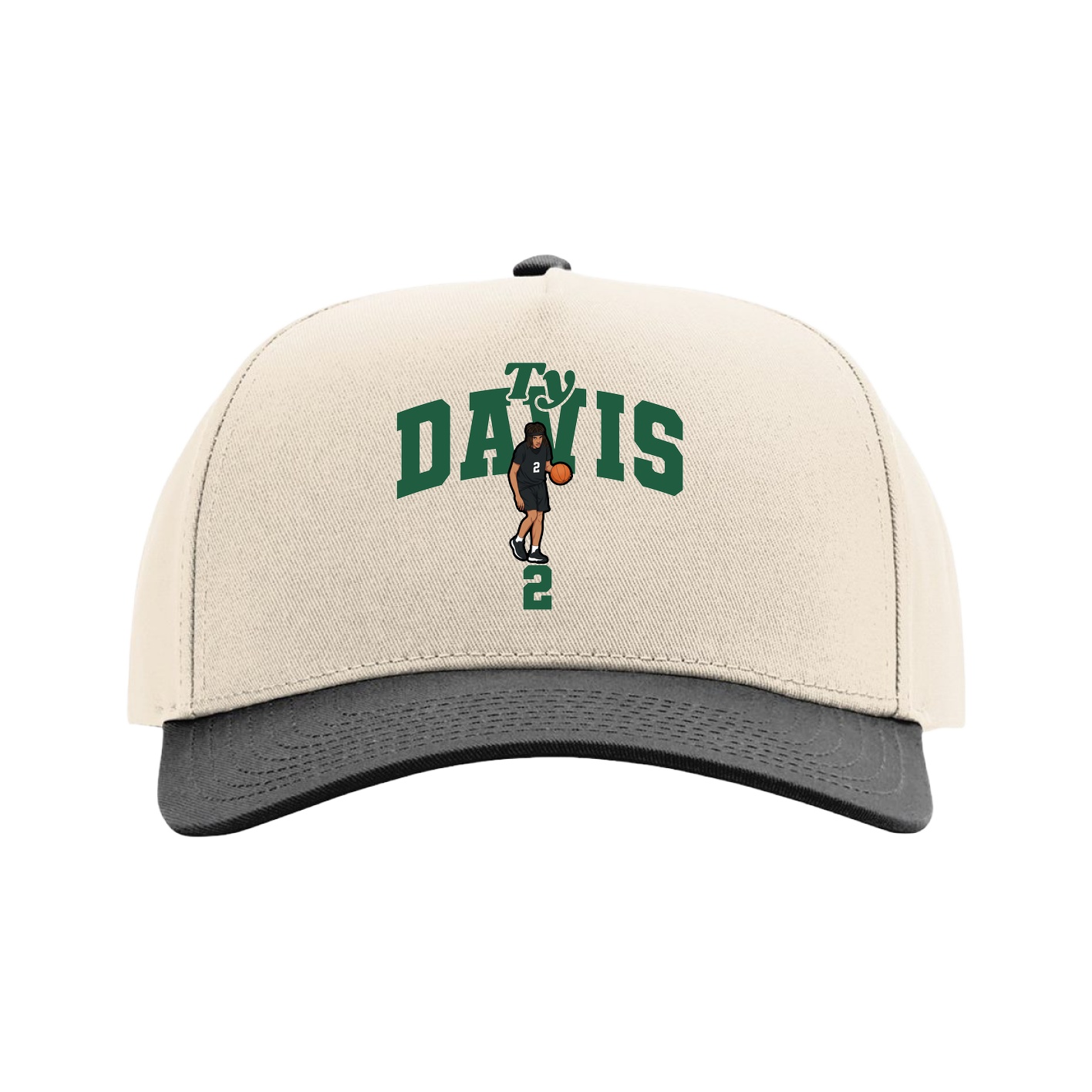 Full Fabric Five-Panel Champ Cap — Signature Arch in Cream/Black