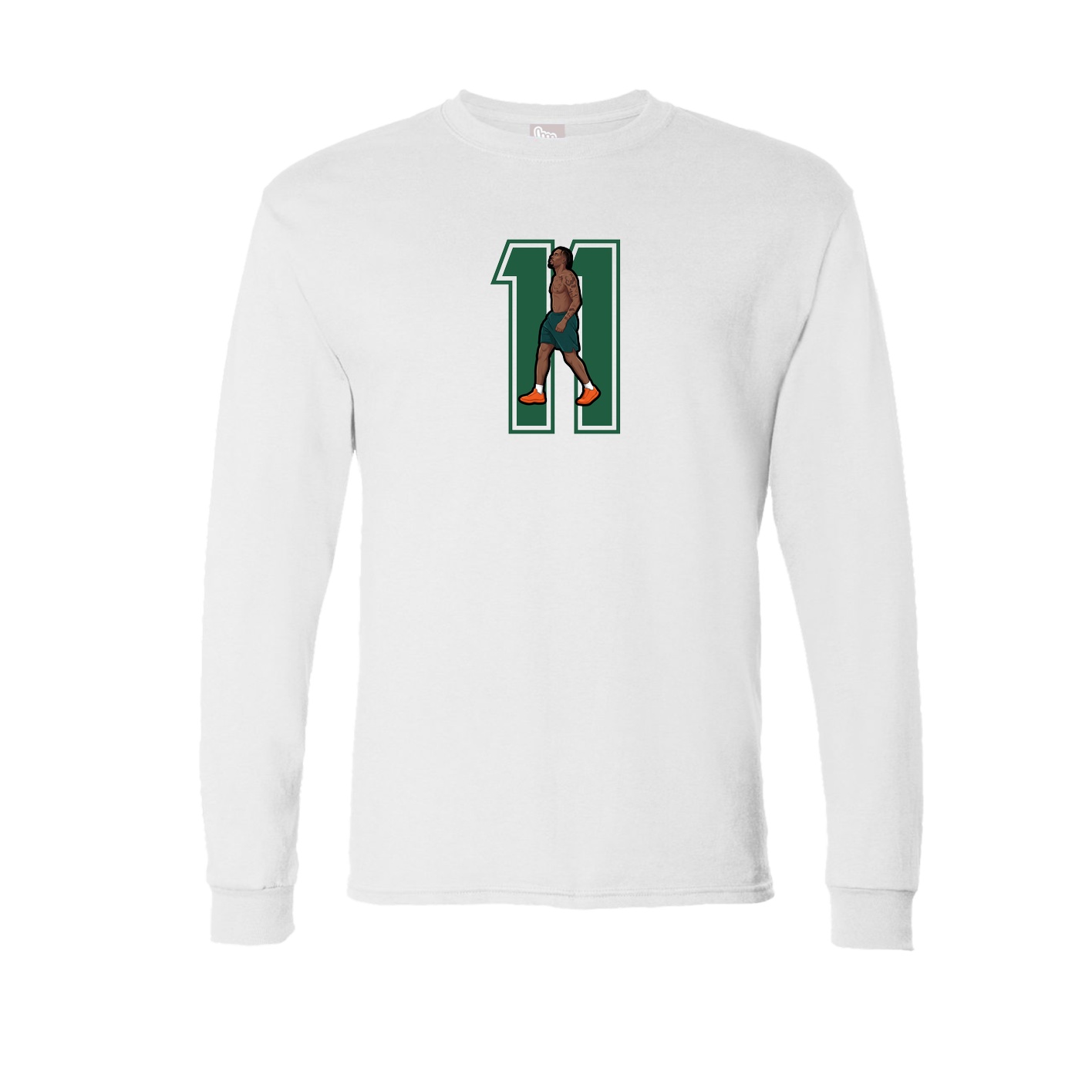 Long Sleeve Tee — Number in White