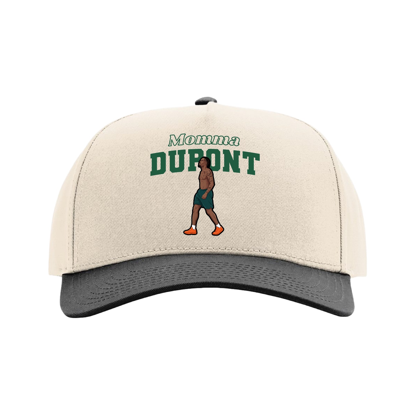 Full Fabric Five-Panel Champ Cap — Mothers Day Block in Cream/Black